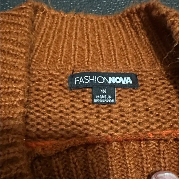 Fashion Nova Orange and Brown Striped Sweater size 1x - Picture 6 of 8